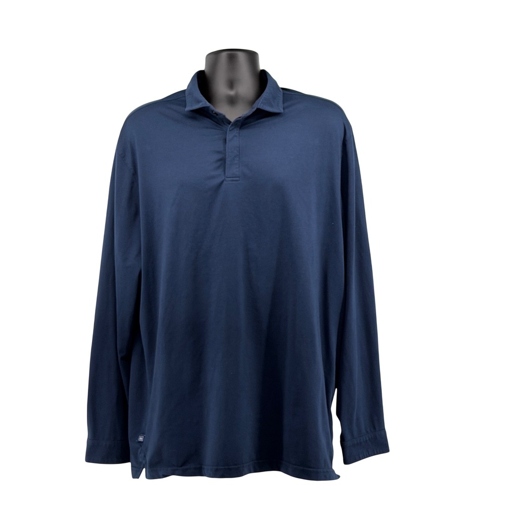 Mizzen+Main Polo Mens XL Navy Blue 1KS-0219 Trim Fit Long Sleeve Performance